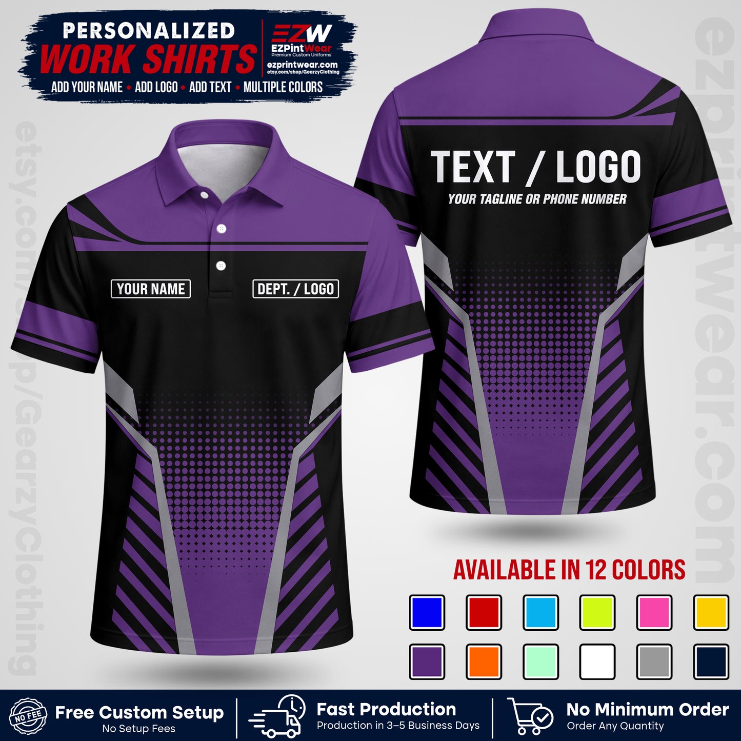 Custom All Over Print Work Uniform Shirt with Name, Logo & Text | Custom Hawaiian Shirt | Company Shirt | Employee Uniform UNF08