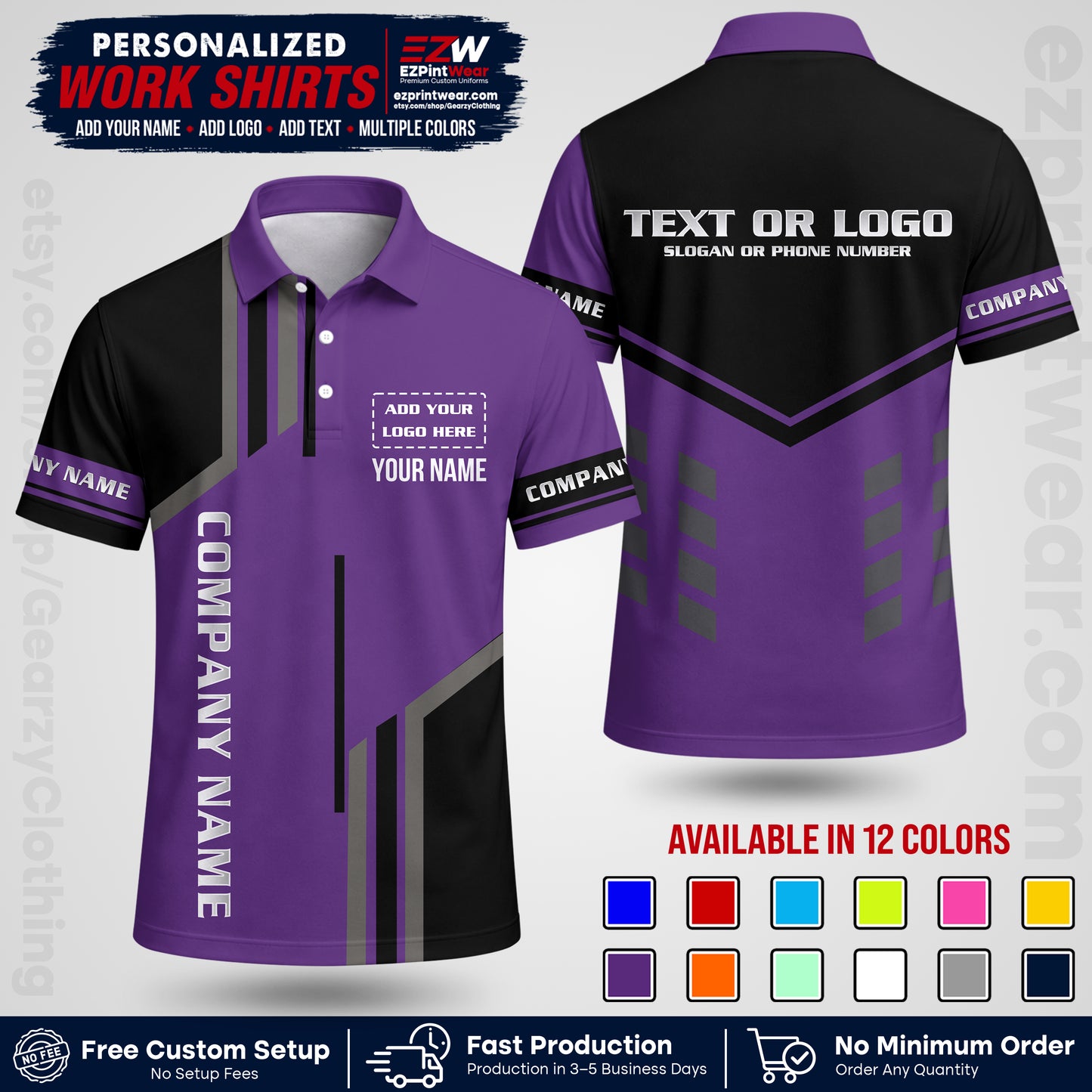 Custom All Over Print Work Uniform Shirt with Name, Logo & Text | Custom Hawaiian Shirt | Company Shirt | Employee Uniform UNF10