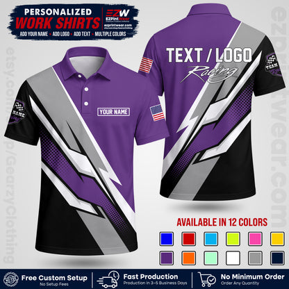 Custom Racing Shirt with Name, Logo & Text | Race Team Uniform | Crew Apparel RC01