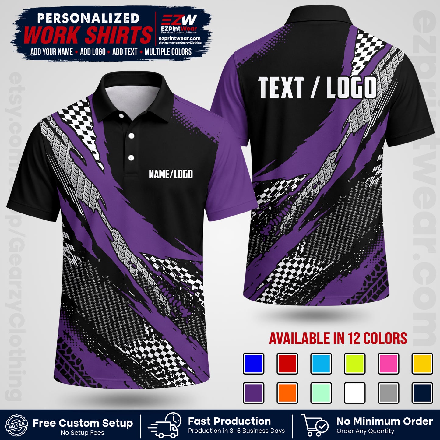 Custom Racing Shirt with Name, Logo & Text | Race Team Uniform | Crew Apparel RC05