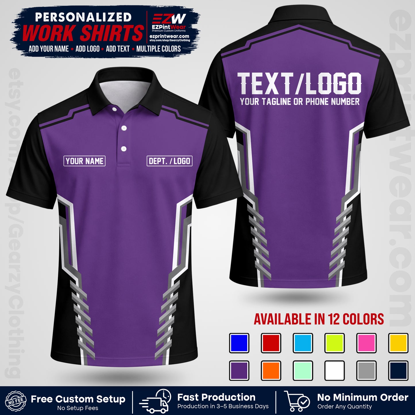 Custom All Over Print Work Uniform Shirt with Name, Logo & Text | Custom Hawaiian Shirt | Company Shirt | Employee Uniform UNF15