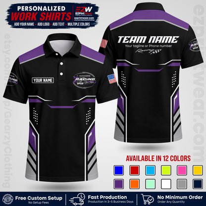 Custom Racing Shirt with Name, Logo & Text | Race Team Uniform | Crew Apparel RC10