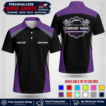 Custom Mechanic Work Shirt with Name, Logo & Text | Auto Shop Uniform | Workwear MCN 08