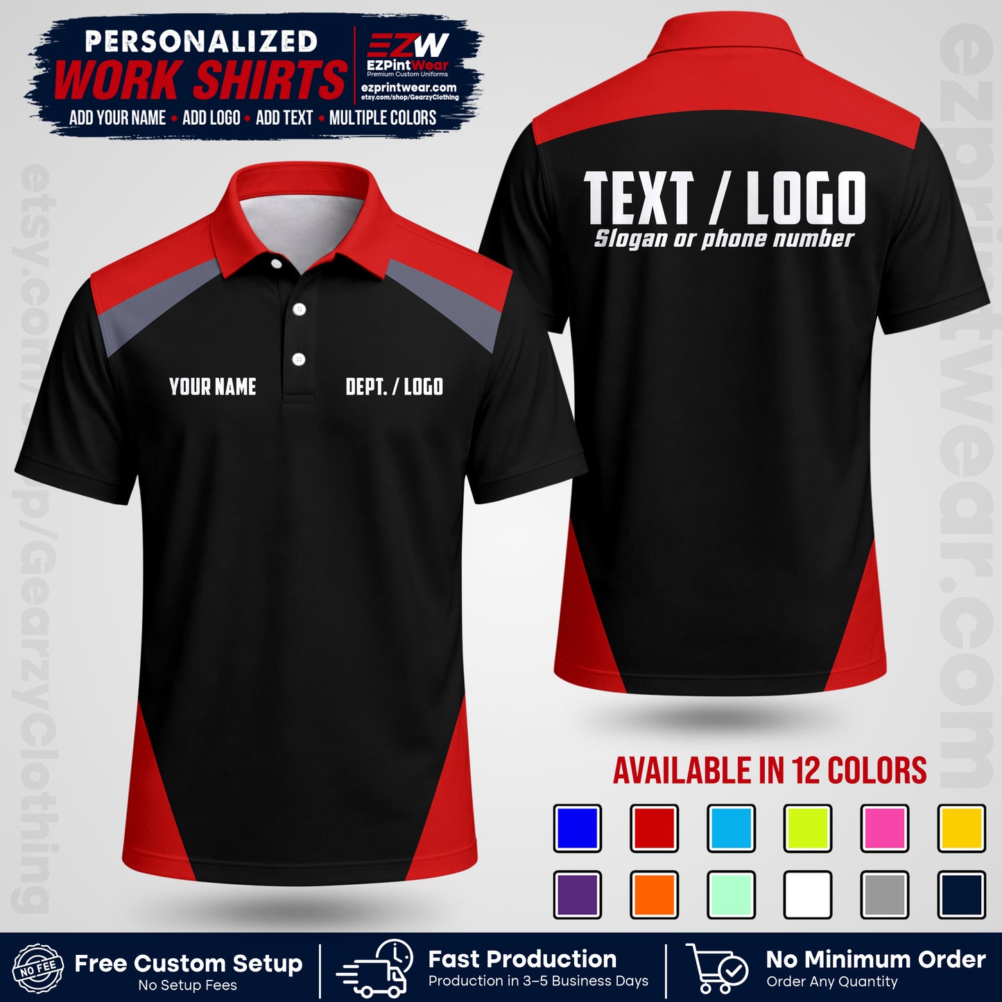 Custom All Over Print Work Uniform Shirt with Name, Logo & Text | Custom Hawaiian Shirt | Company Shirt | Employee Uniform UNF02