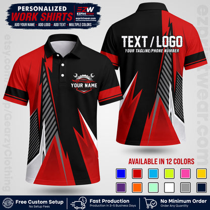 Custom Mechanic Work Shirt with Name, Logo & Text | Auto Shop Uniform | Workwear MCN 01