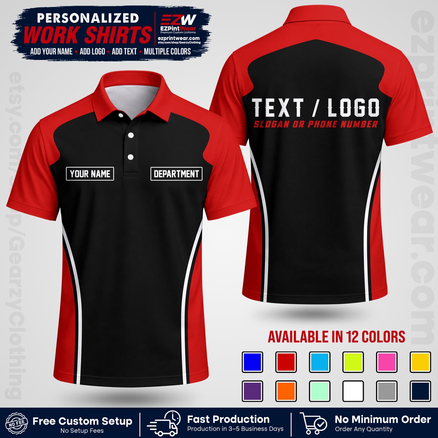 Custom All Over Print Work Uniform Shirt with Name, Logo & Text | Custom Hawaiian Shirt | Company Shirt | Employee Uniform UNF16