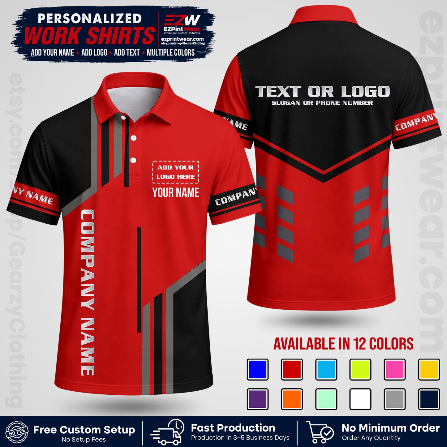 Custom All Over Print Work Uniform Shirt with Name, Logo & Text | Custom Hawaiian Shirt | Company Shirt | Employee Uniform UNF10
