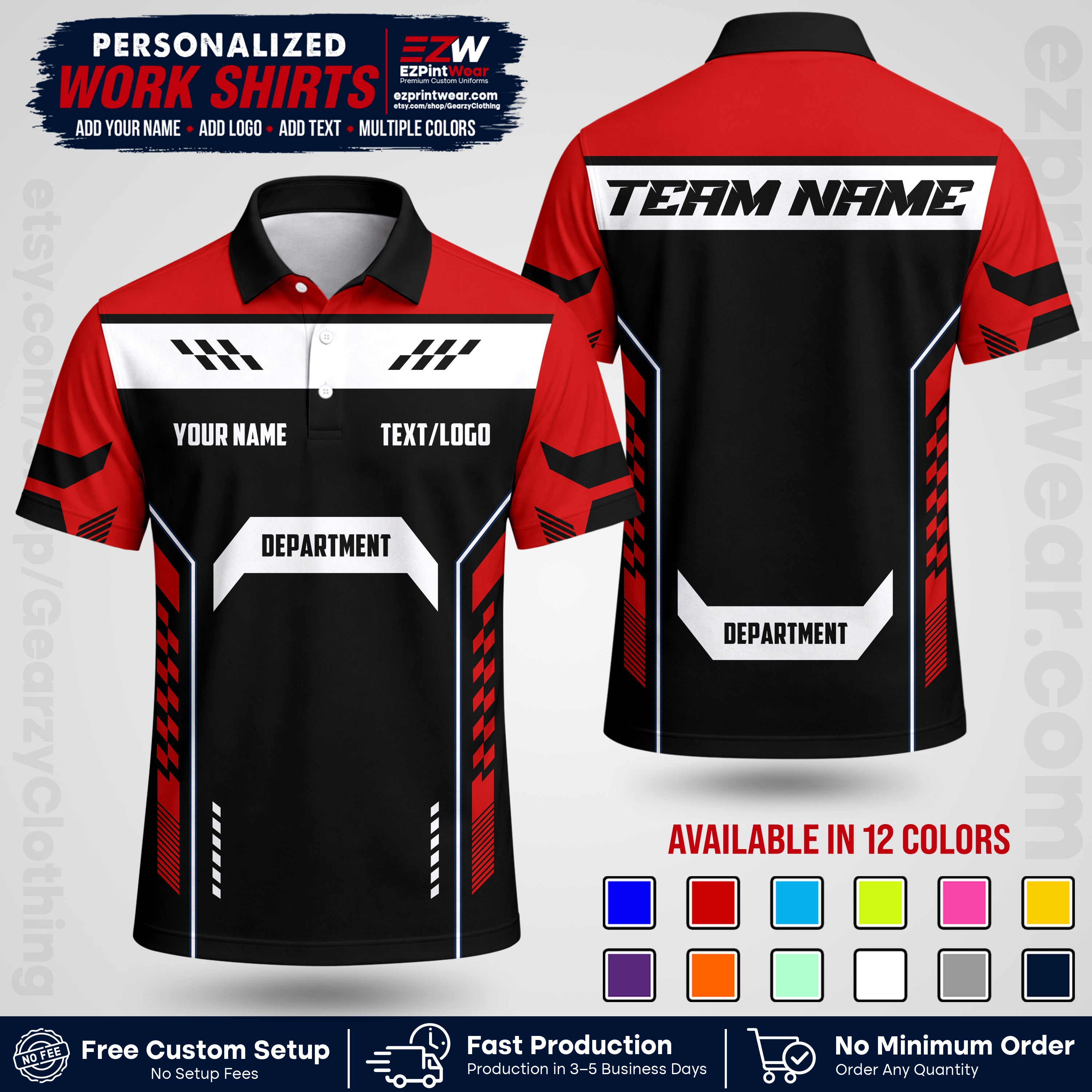 Custom All Over Print Work Uniform Shirt with Name, Logo & Text | Custom Hawaiian Shirt | Company Shirt | Employee Uniform UNF18