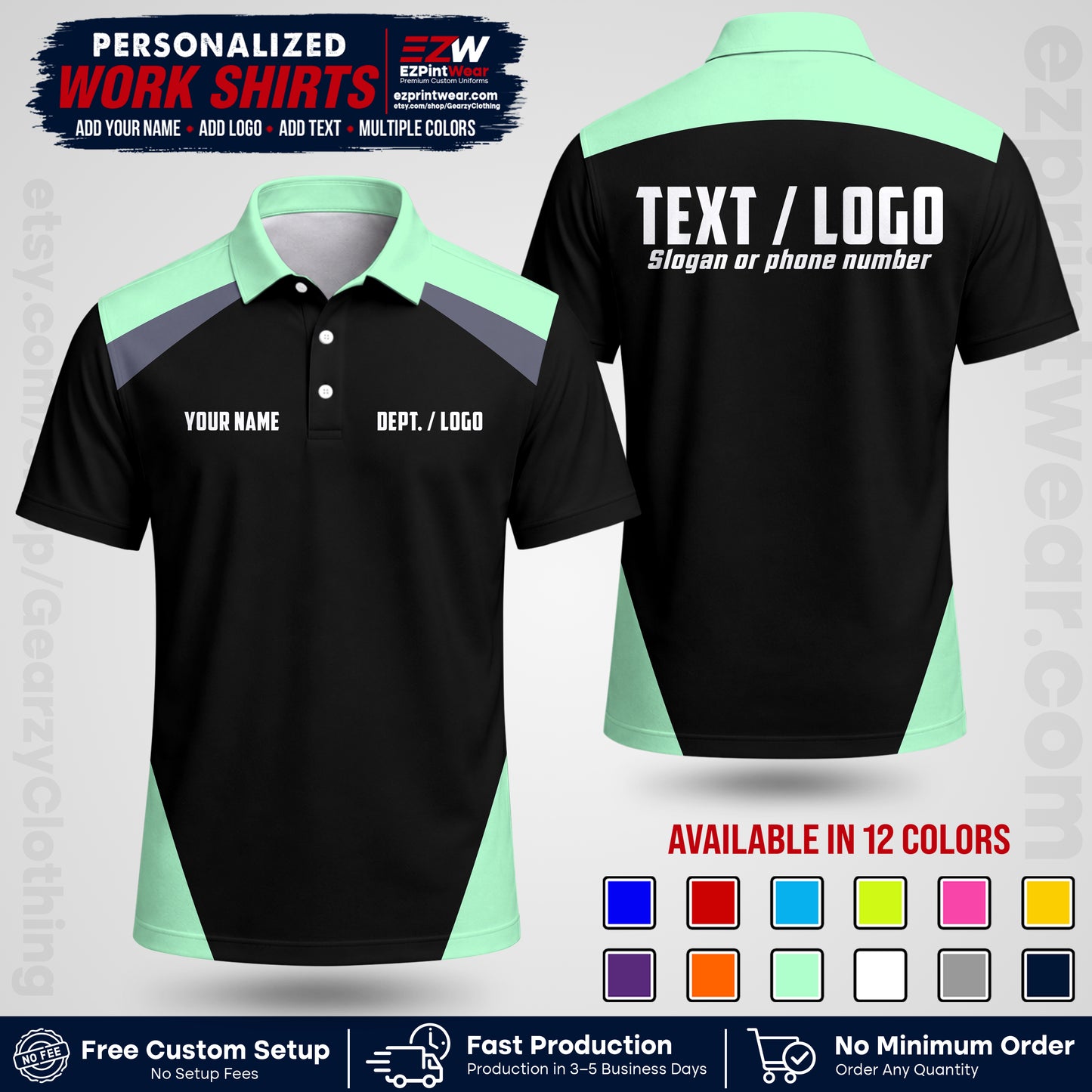 Custom All Over Print Work Uniform Shirt with Name, Logo & Text | Custom Hawaiian Shirt | Company Shirt | Employee Uniform UNF02