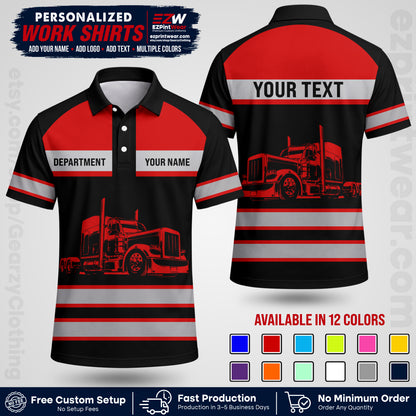 Personalized Truck Driver Workwear Uniform | Custom Safety Stripe Apparel | Non-Reflective Reflective Style Design TW02