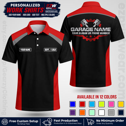 Custom Mechanic Work Shirt with Name, Logo & Text | Auto Shop Uniform | Workwear MCN 06
