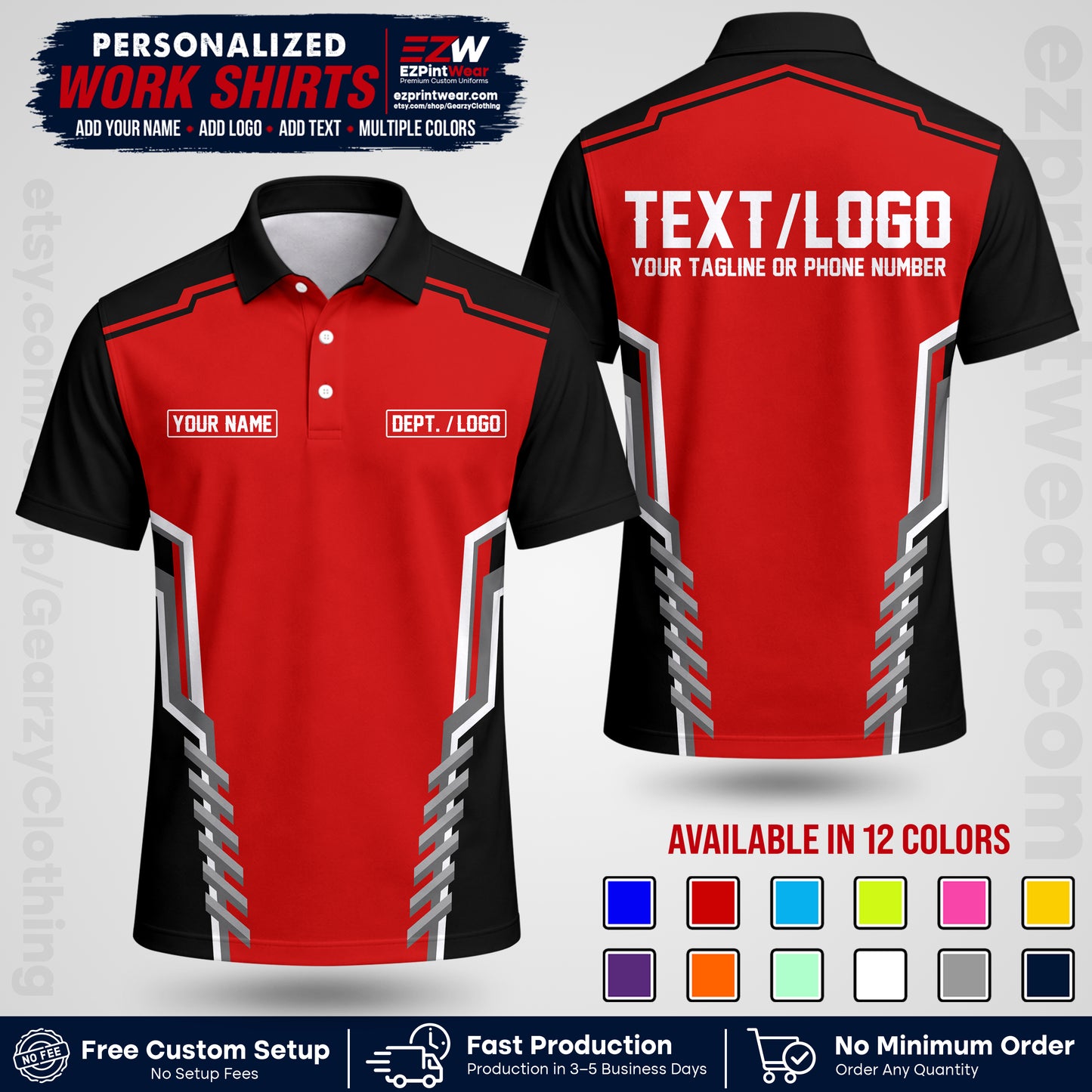 Custom All Over Print Work Uniform Shirt with Name, Logo & Text | Custom Hawaiian Shirt | Company Shirt | Employee Uniform UNF15