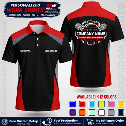 Custom Mechanic Work Shirt with Name, Logo & Text | Auto Shop Uniform | Workwear MCN 08