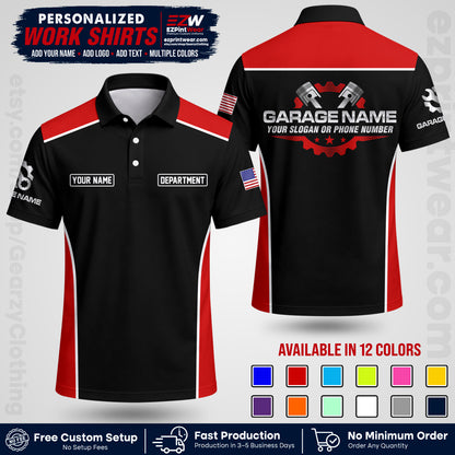 Custom Mechanic Work Shirt with Name, Logo & Text | Auto Shop Uniform | Workwear MCN 07