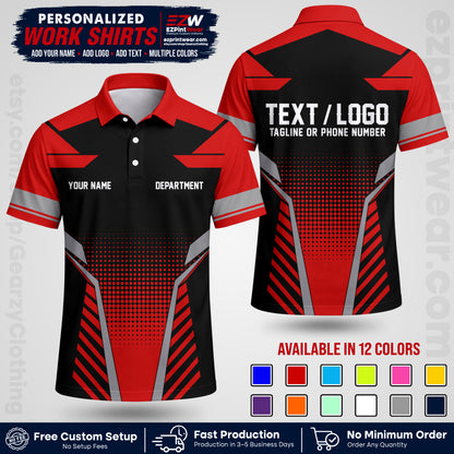 Custom All Over Print Work Uniform Shirt with Name, Logo & Text | Custom Hawaiian Shirt | Company Shirt | Employee Uniform UNF06