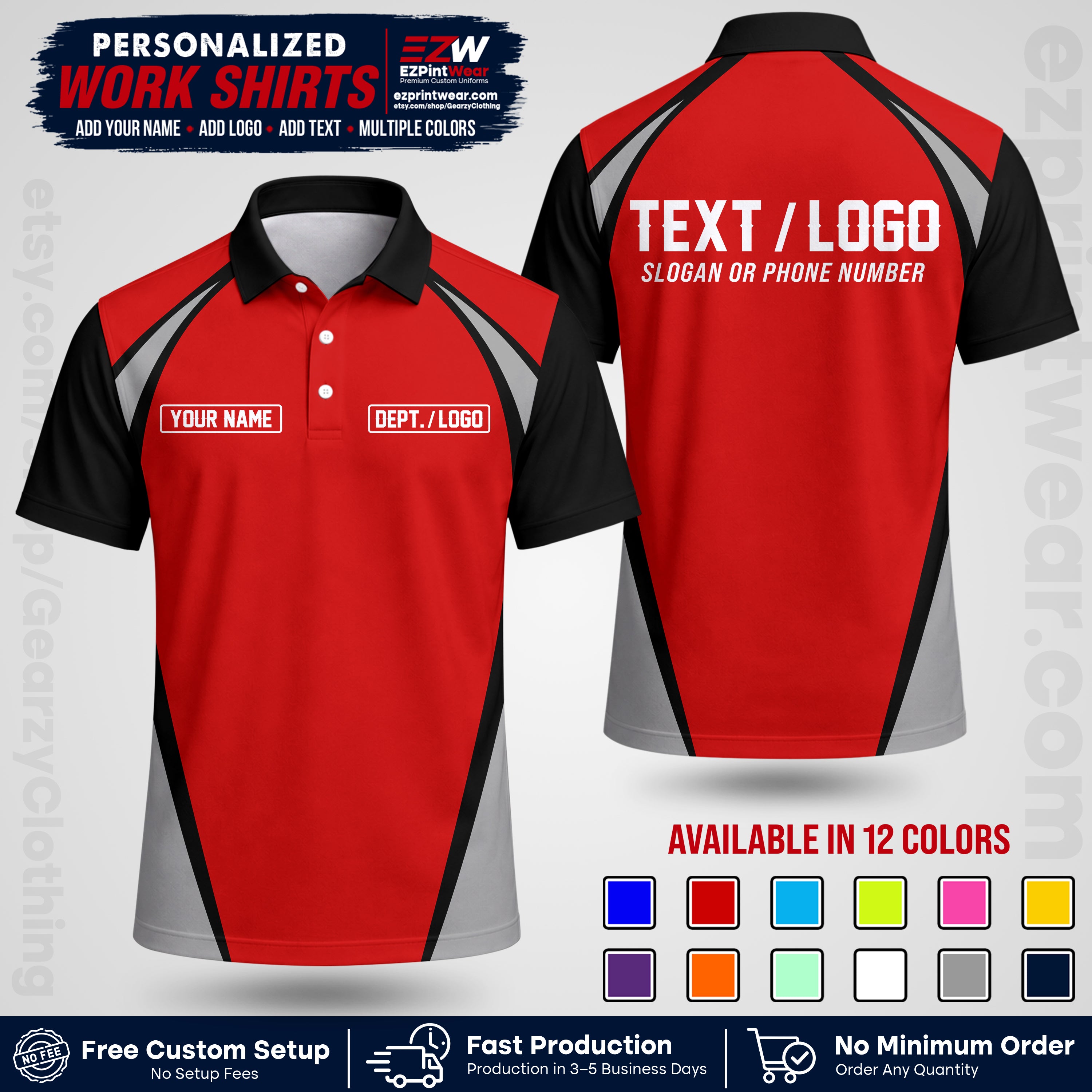 Custom All Over Print Work Uniform Shirt with Name, Logo & Text | Custom Hawaiian Shirt | Company Shirt | Employee Uniform UNF20