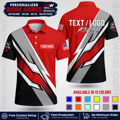 Custom Racing Shirt with Name, Logo & Text | Race Team Uniform | Crew Apparel RC01
