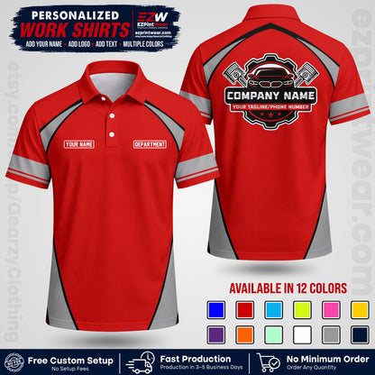 Custom Mechanic Work Shirt with Name, Logo & Text | Auto Shop Uniform | Workwear MCN 09