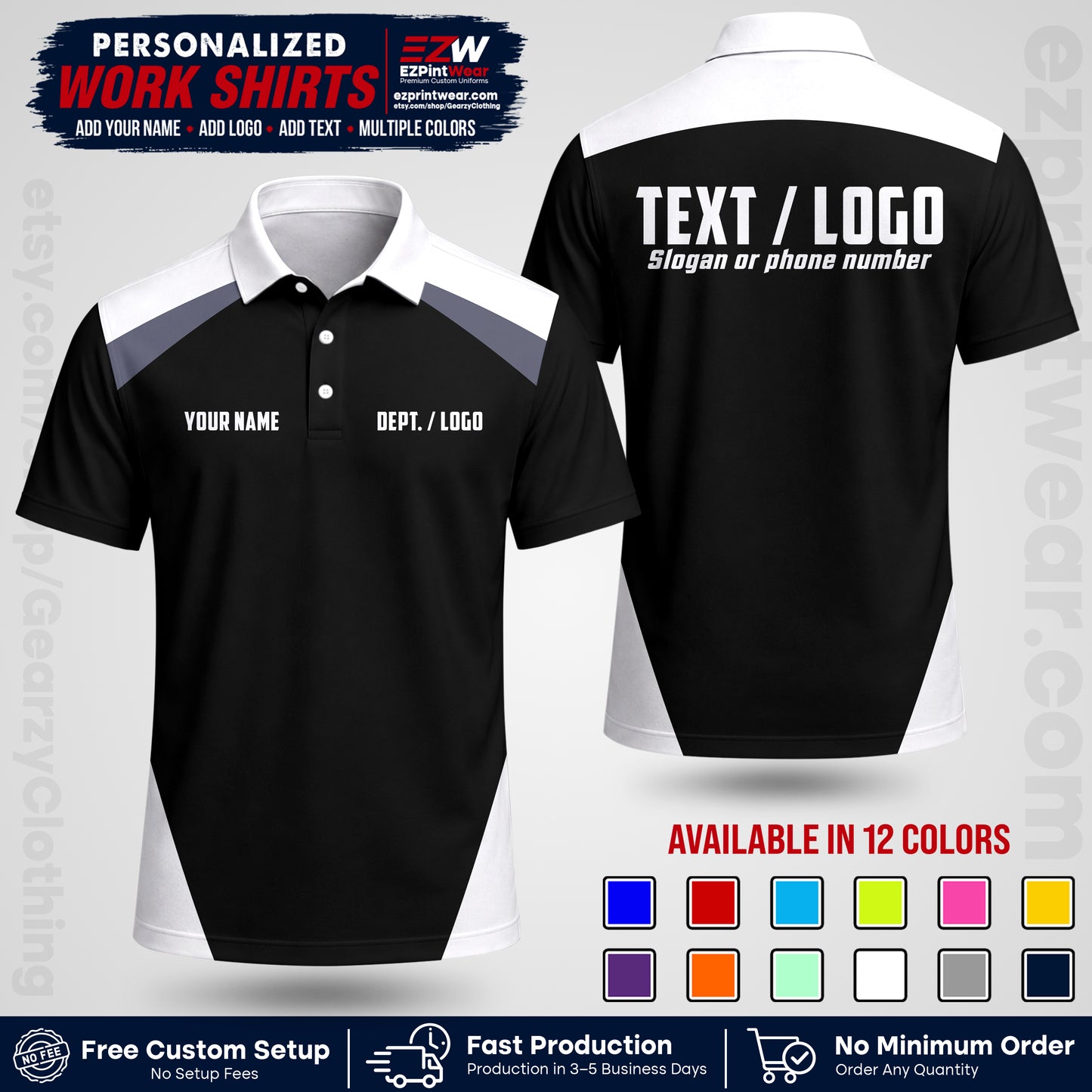 Custom All Over Print Work Uniform Shirt with Name, Logo & Text | Custom Hawaiian Shirt | Company Shirt | Employee Uniform UNF02