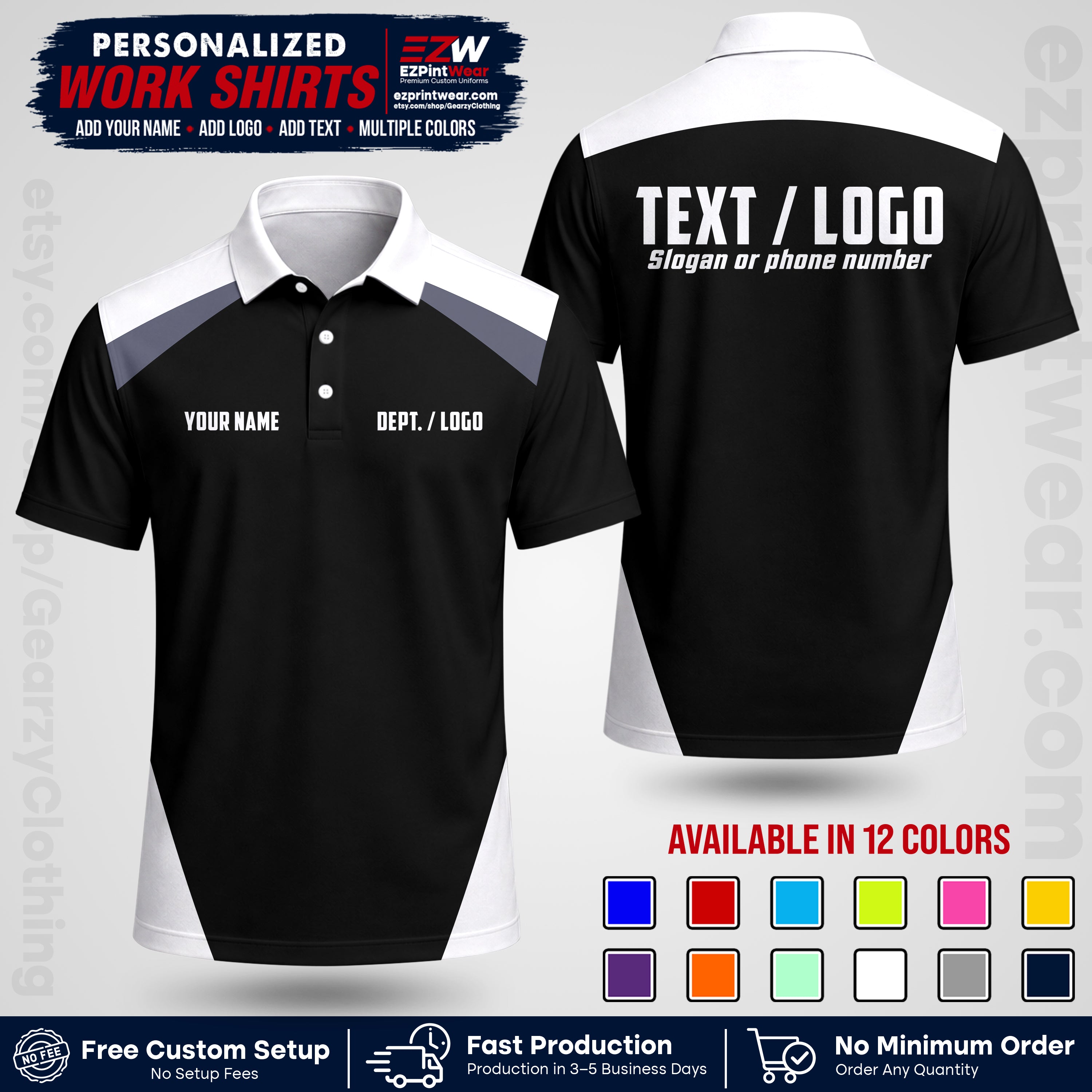 Custom All Over Print Work Uniform Shirt with Name, Logo & Text | Custom Hawaiian Shirt | Company Shirt | Employee Uniform UNF02