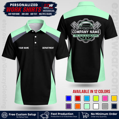 Custom Mechanic Work Shirt with Name, Logo & Text | Auto Shop Uniform | Workwear MCN 08