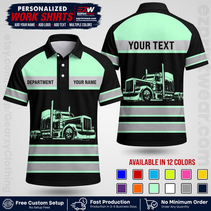 Personalized Truck Driver Workwear Uniform | Custom Safety Stripe Apparel | Non-Reflective Reflective Style Design TW02