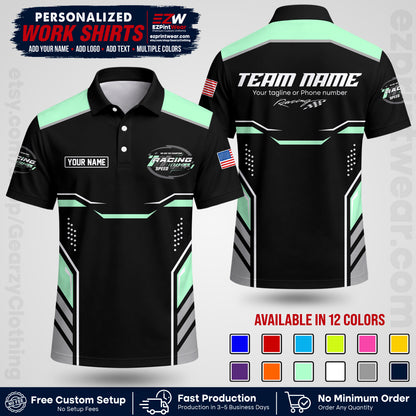 Custom Racing Shirt with Name, Logo & Text | Race Team Uniform | Crew Apparel RC10
