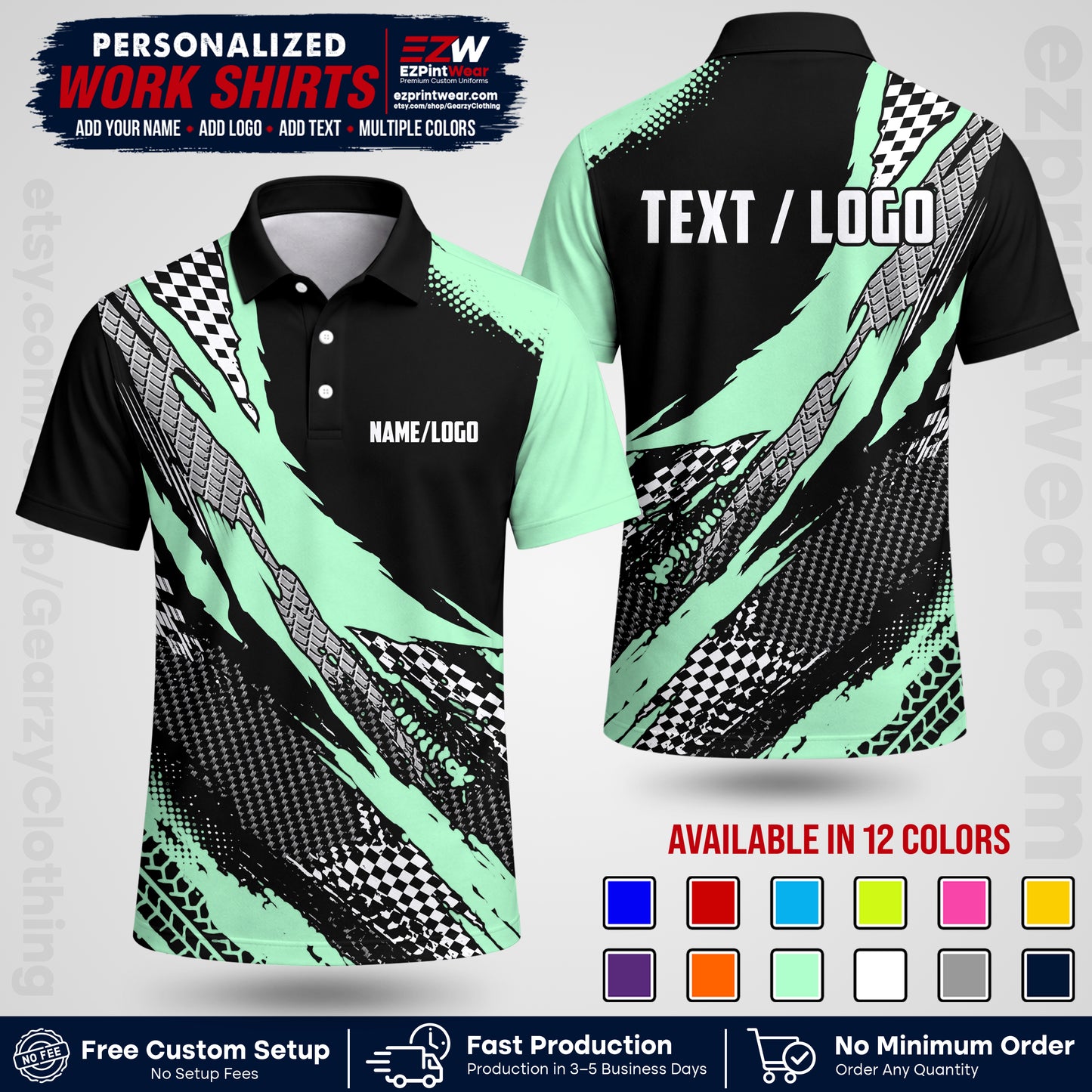 Custom Racing Shirt with Name, Logo & Text | Race Team Uniform | Crew Apparel RC05