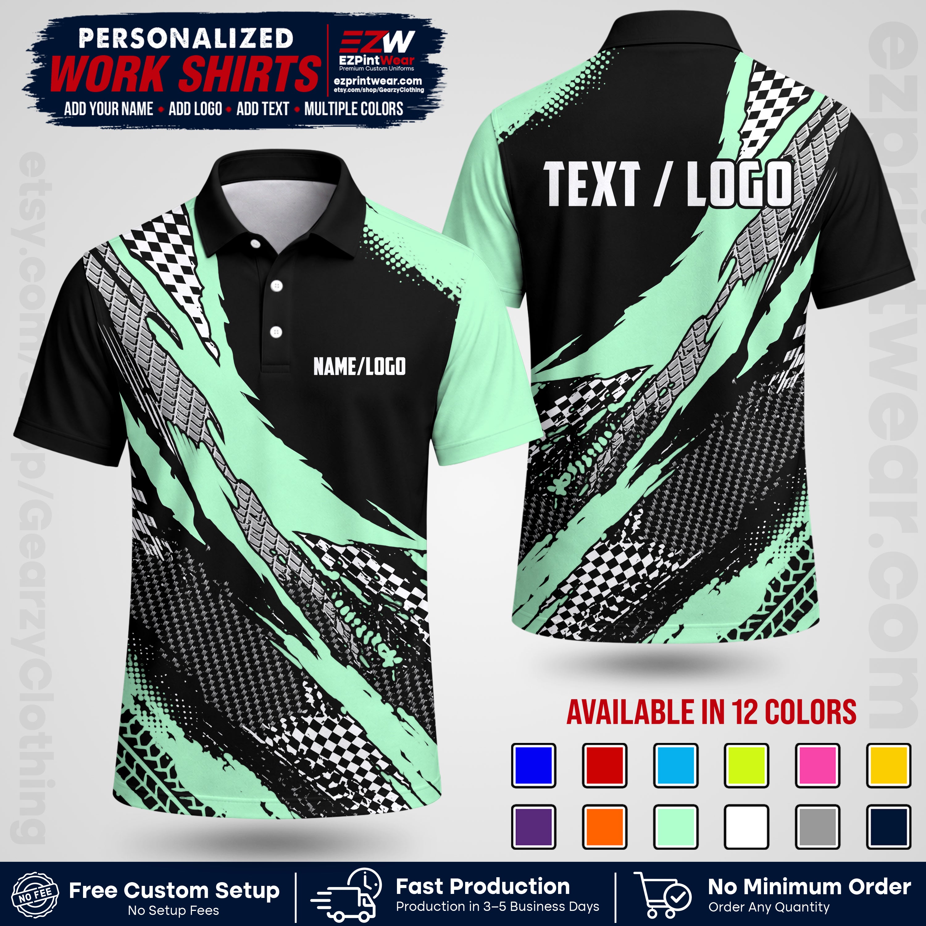 Custom Racing Shirt with Name, Logo & Text | Race Team Uniform | Crew Apparel RC05