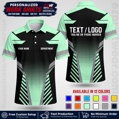 Custom All Over Print Work Uniform Shirt with Name, Logo & Text | Custom Hawaiian Shirt | Company Shirt | Employee Uniform UNF06
