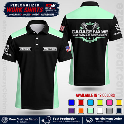 Custom Mechanic Work Shirt with Name, Logo & Text | Auto Shop Uniform | Workwear MCN 07