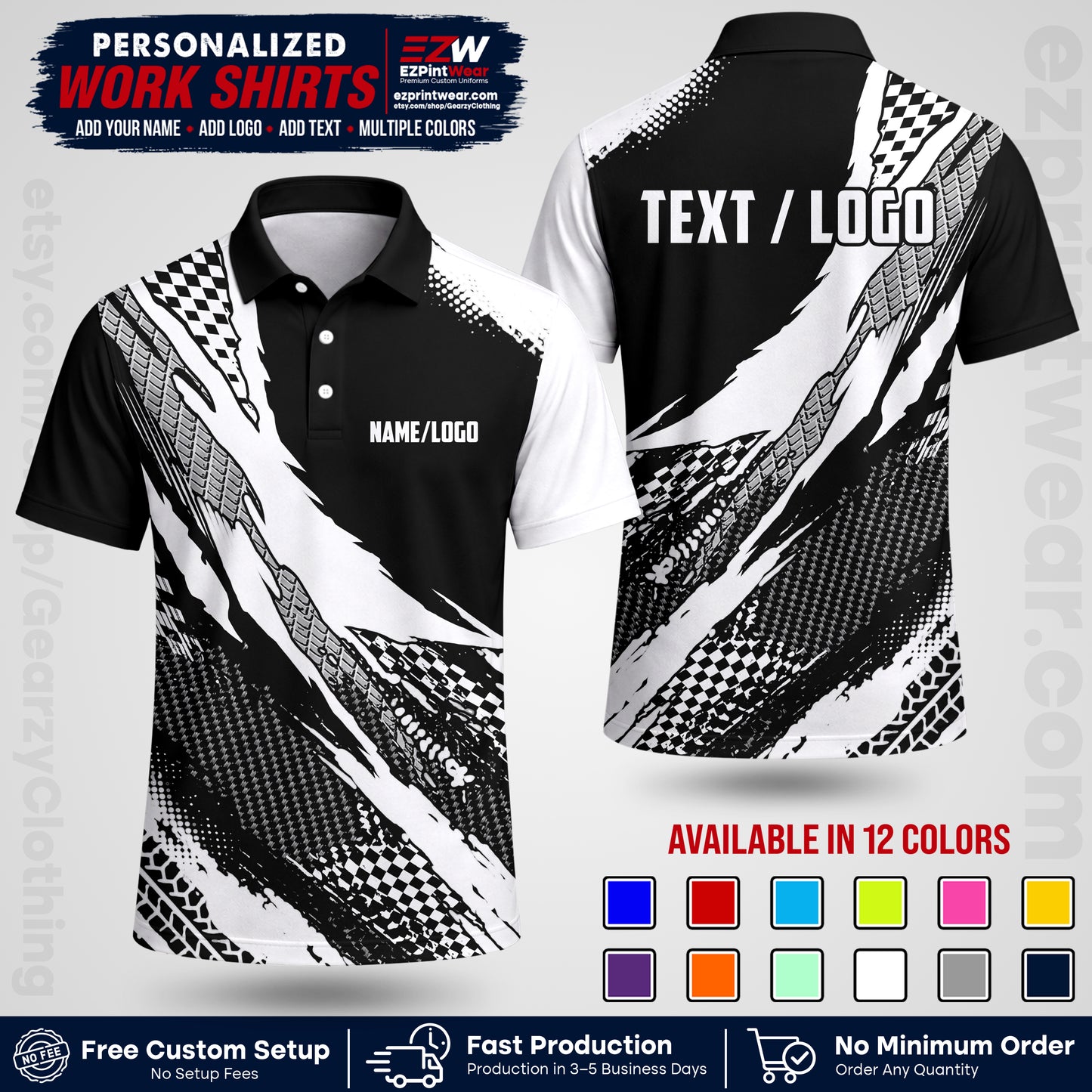 Custom Racing Shirt with Name, Logo & Text | Race Team Uniform | Crew Apparel RC05