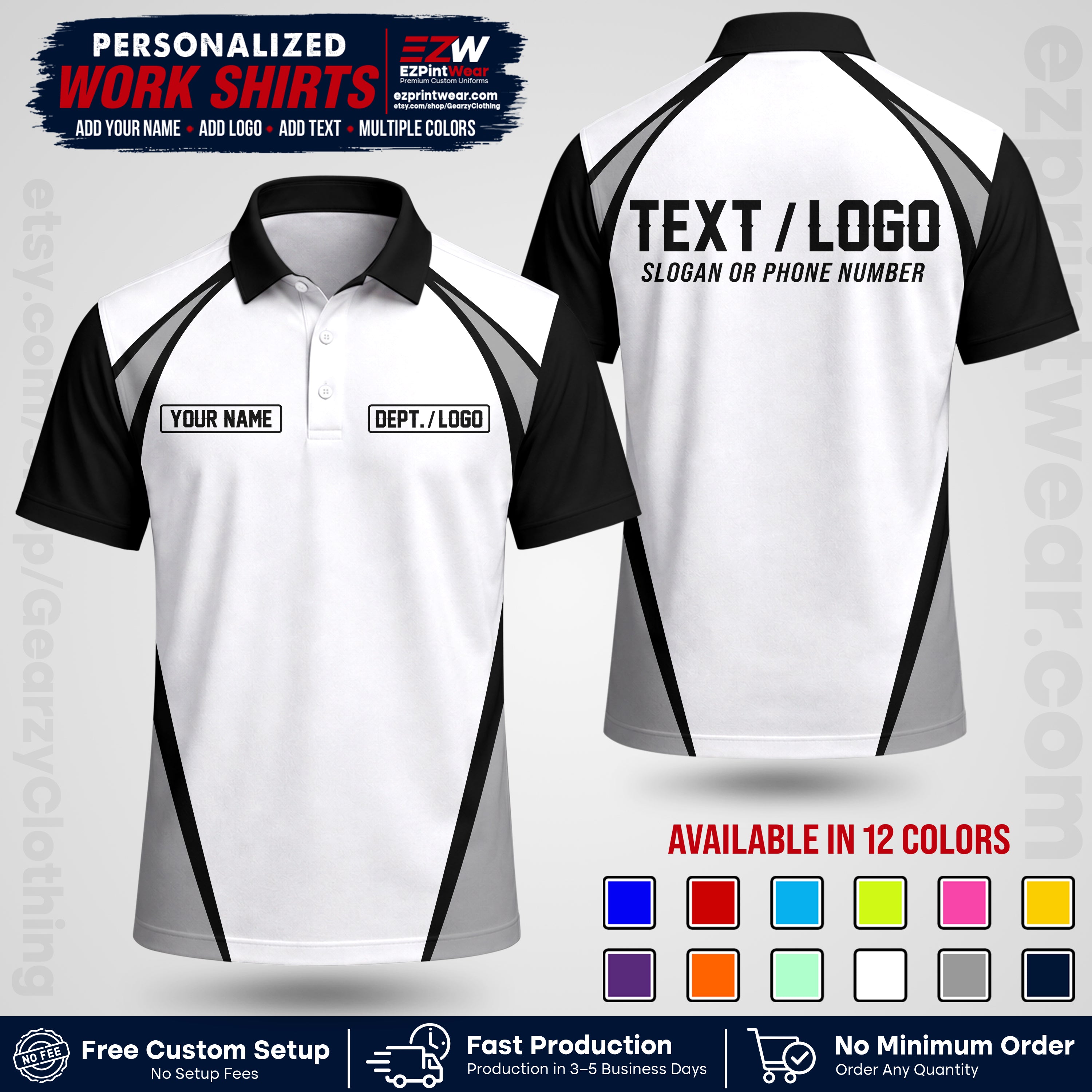 Custom All Over Print Work Uniform Shirt with Name, Logo & Text | Custom Hawaiian Shirt | Company Shirt | Employee Uniform UNF20
