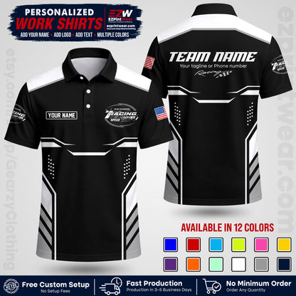 Custom Racing Shirt with Name, Logo & Text | Race Team Uniform | Crew Apparel RC10