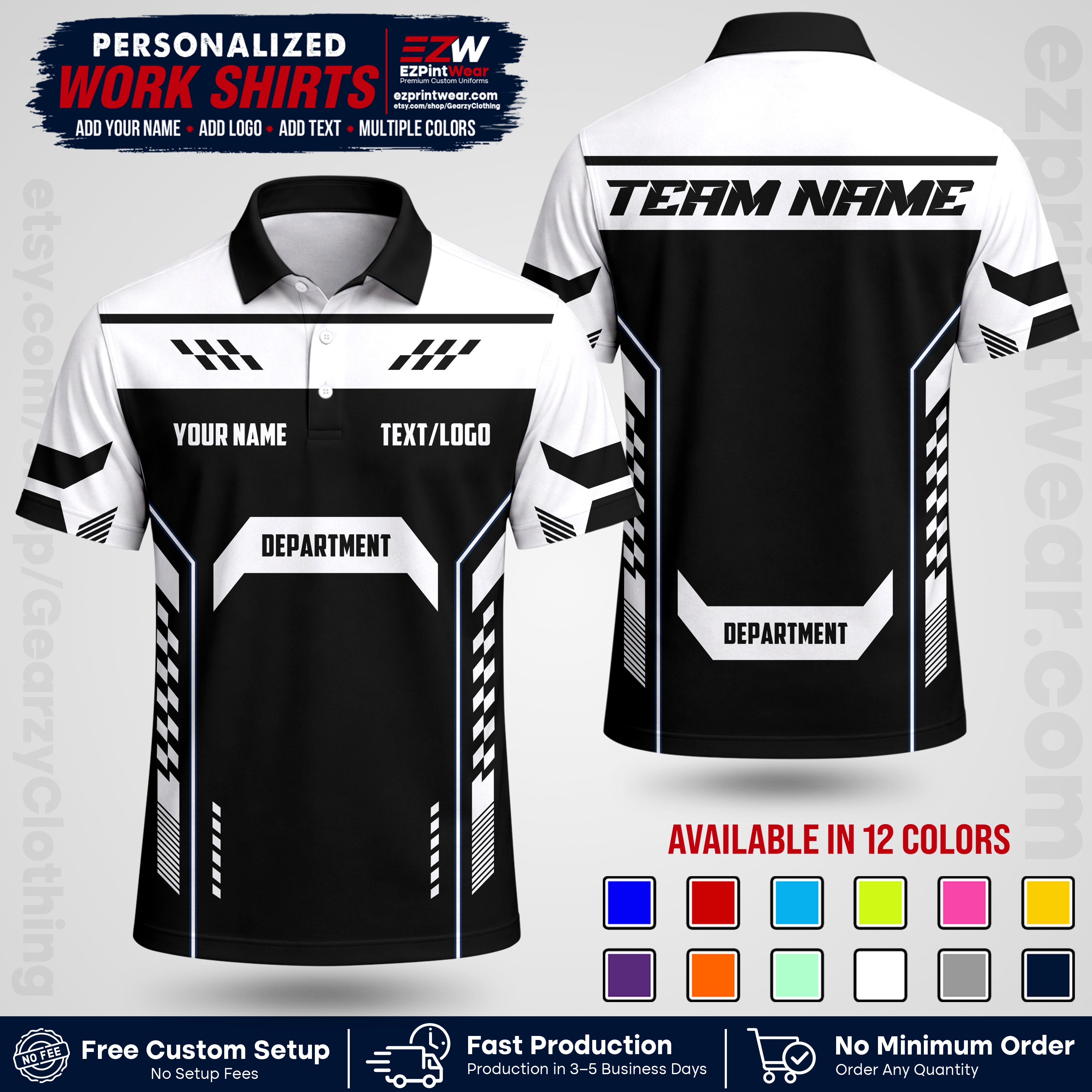 Custom All Over Print Work Uniform Shirt with Name, Logo & Text | Custom Hawaiian Shirt | Company Shirt | Employee Uniform UNF18