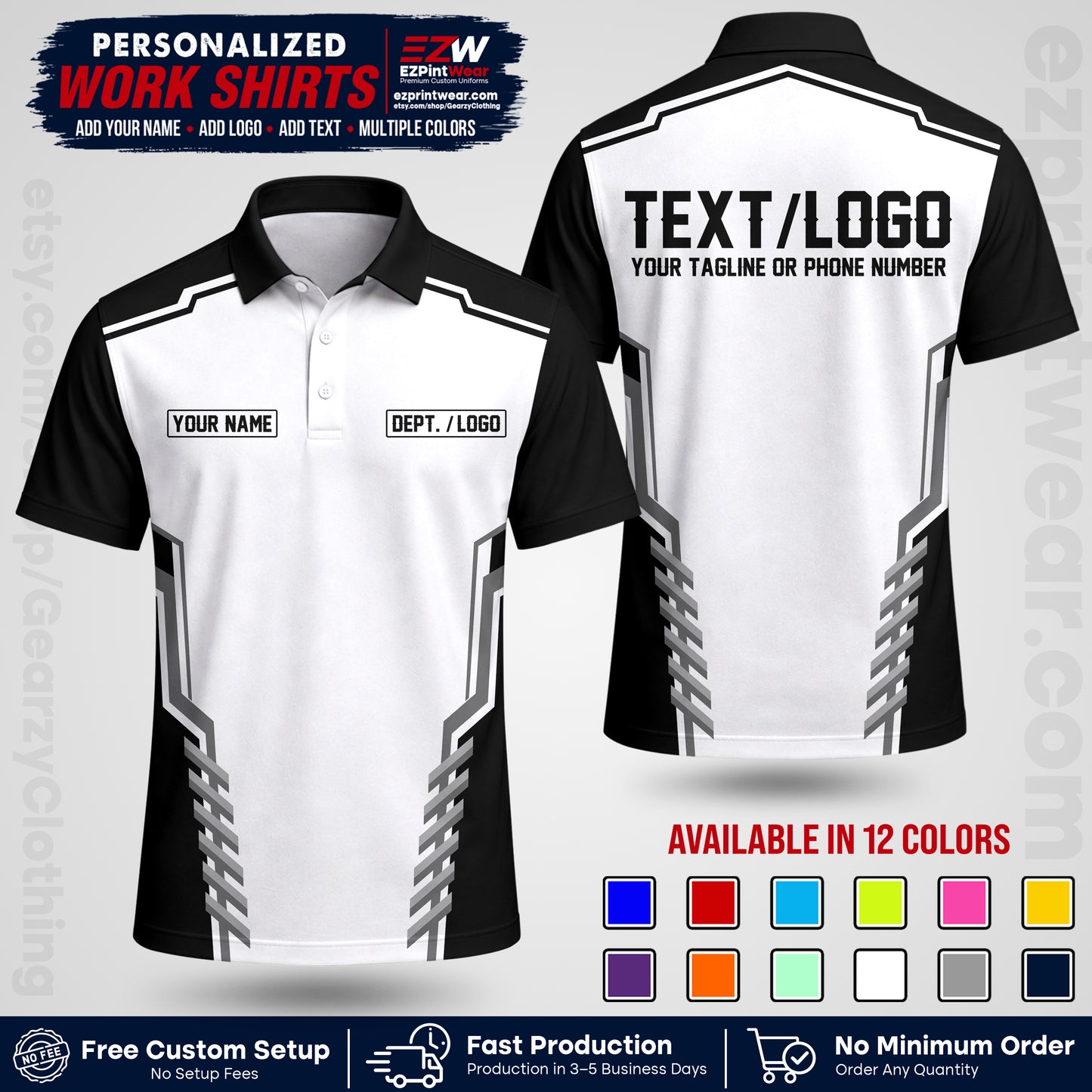 Custom All Over Print Work Uniform Shirt with Name, Logo & Text | Custom Hawaiian Shirt | Company Shirt | Employee Uniform UNF15