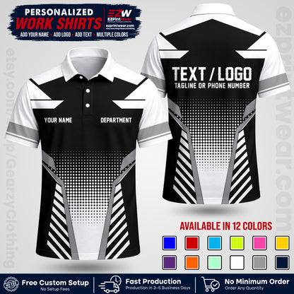 Custom All Over Print Work Uniform Shirt with Name, Logo & Text | Custom Hawaiian Shirt | Company Shirt | Employee Uniform UNF06