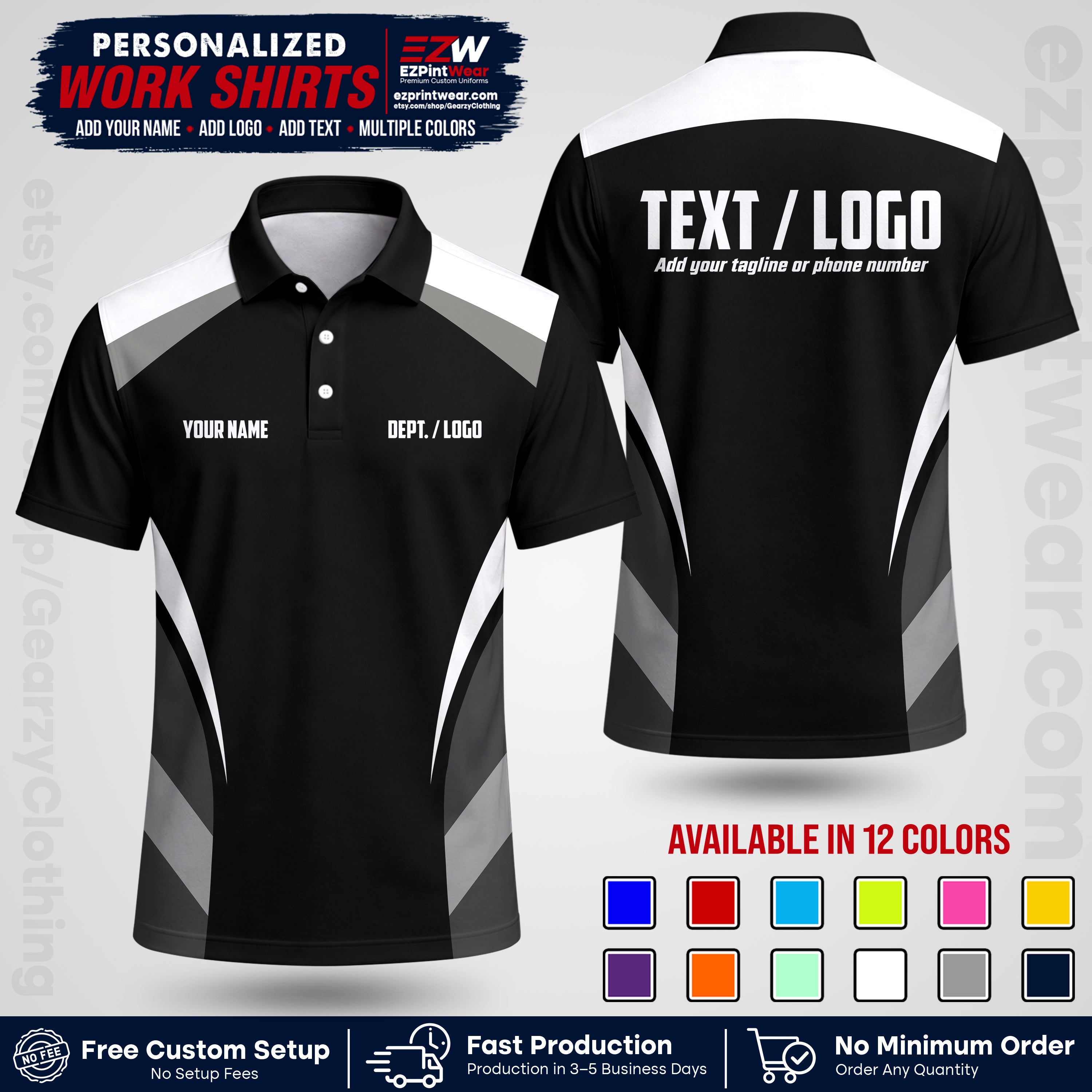 Custom All Over Print Work Uniform Shirt with Name, Logo & Text | Custom Hawaiian Shirt | Company Shirt | Employee Uniform UNF03