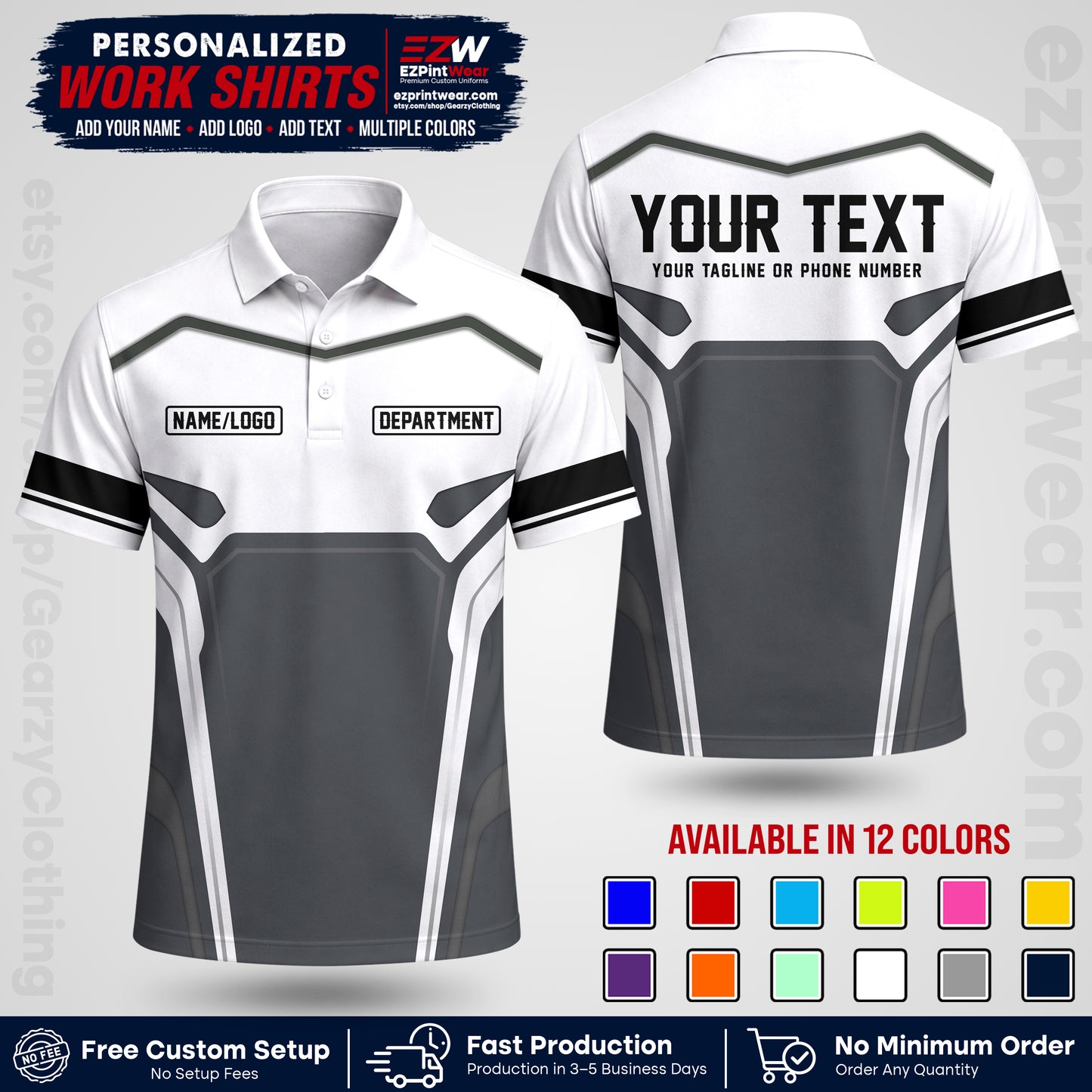Custom All Over Print Work Uniform Shirt with Name, Logo & Text | Custom Hawaiian Shirt | Company Shirt | Employee Uniform UNF05