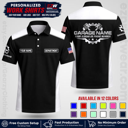 Custom Mechanic Work Shirt with Name, Logo & Text | Auto Shop Uniform | Workwear MCN 07