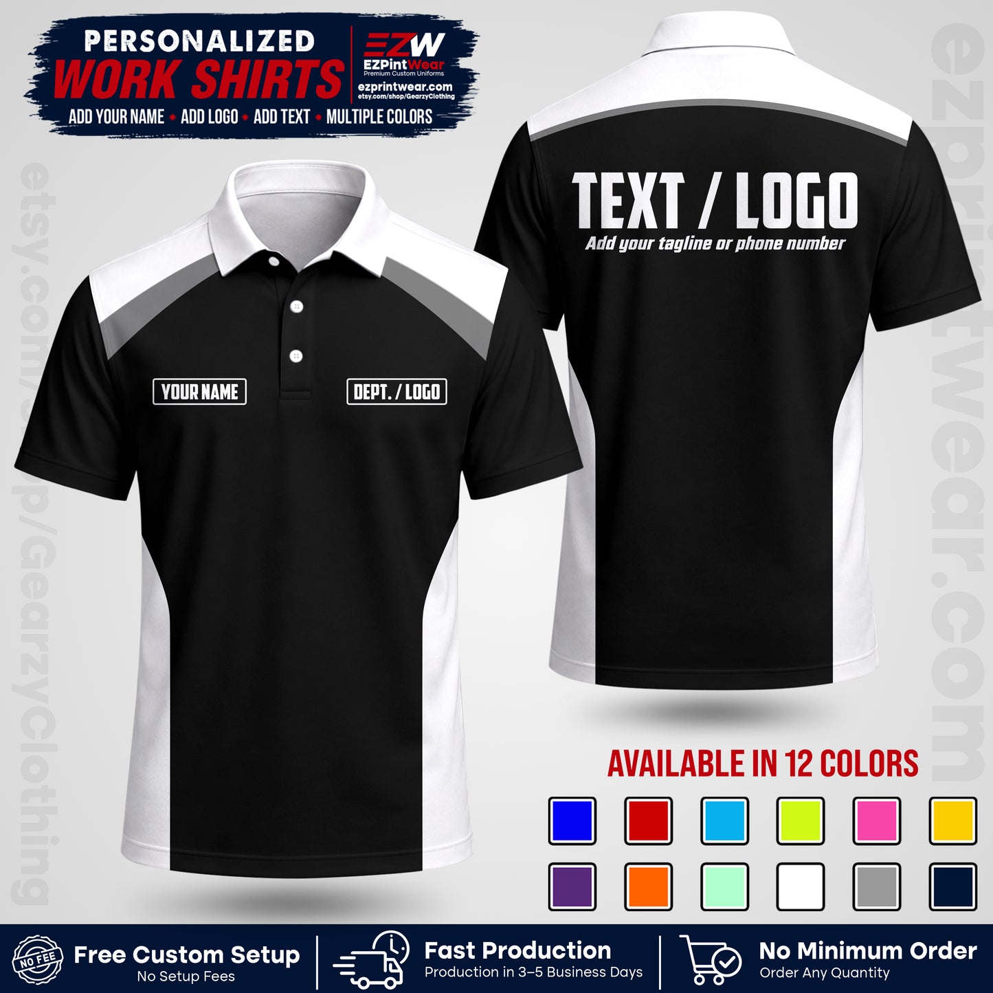 Custom All Over Print Work Uniform Shirt with Name, Logo & Text | Custom Hawaiian Shirt | Company Shirt | Employee Uniform UNF04
