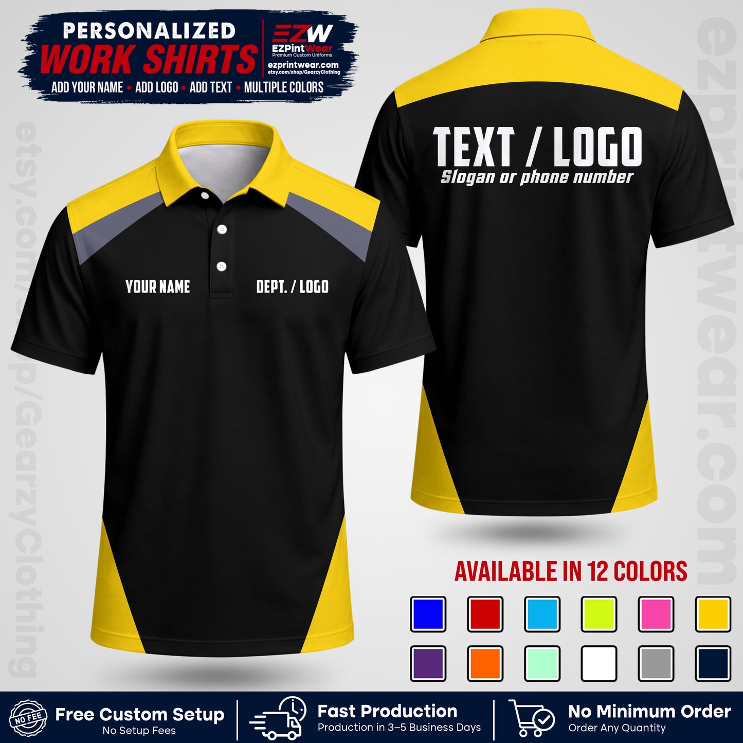Custom All Over Print Work Uniform Shirt with Name, Logo & Text | Custom Hawaiian Shirt | Company Shirt | Employee Uniform UNF02