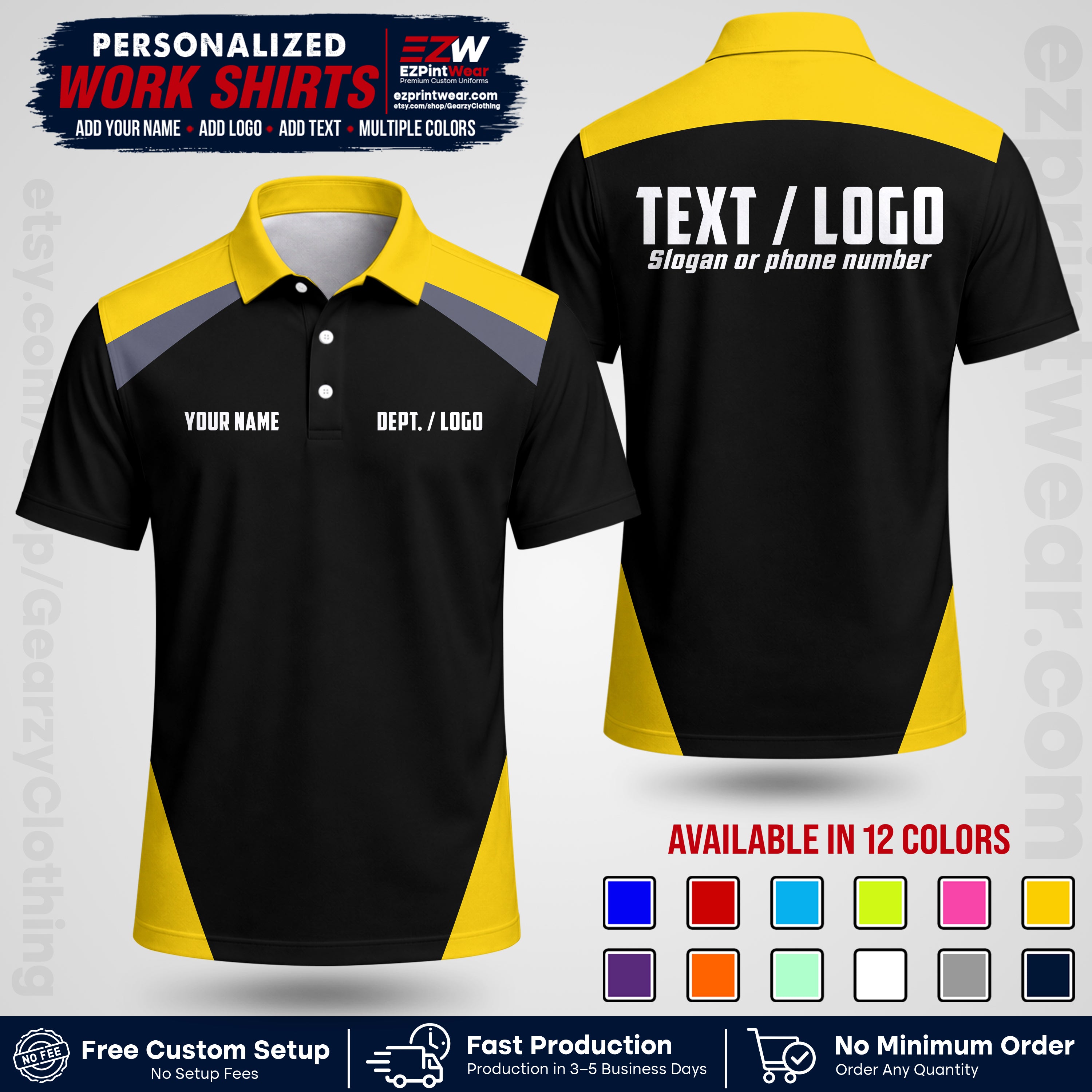 Custom All Over Print Work Uniform Shirt with Name, Logo & Text | Custom Hawaiian Shirt | Company Shirt | Employee Uniform UNF02