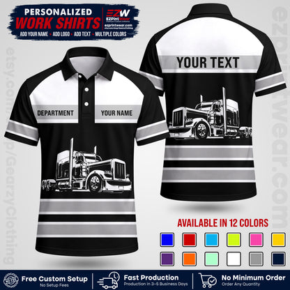 Personalized Truck Driver Workwear Uniform | Custom Safety Stripe Apparel | Non-Reflective Reflective Style Design TW02