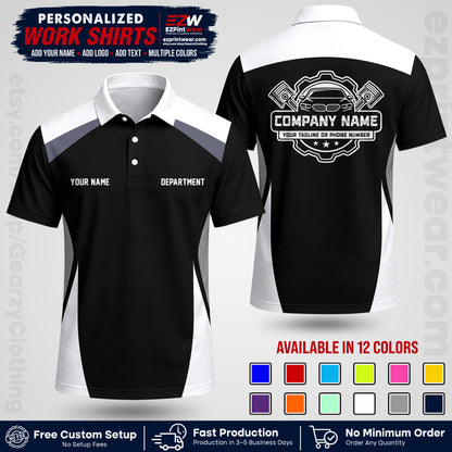 Custom Mechanic Work Shirt with Name, Logo & Text | Auto Shop Uniform | Workwear MCN 08