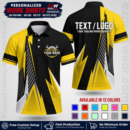 Custom Mechanic Work Shirt with Name, Logo & Text | Auto Shop Uniform | Workwear MCN 01
