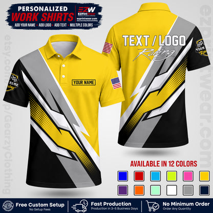 Custom Racing Shirt with Name, Logo & Text | Race Team Uniform | Crew Apparel RC01