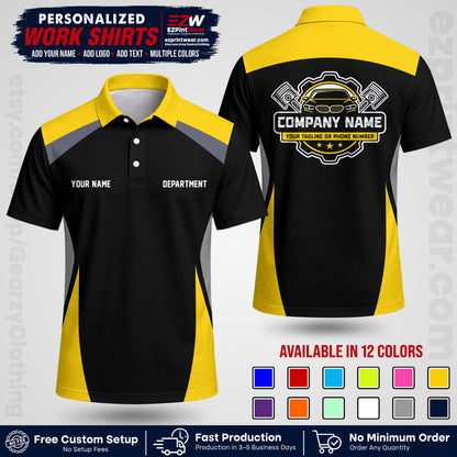 Custom Mechanic Work Shirt with Name, Logo & Text | Auto Shop Uniform | Workwear MCN 08