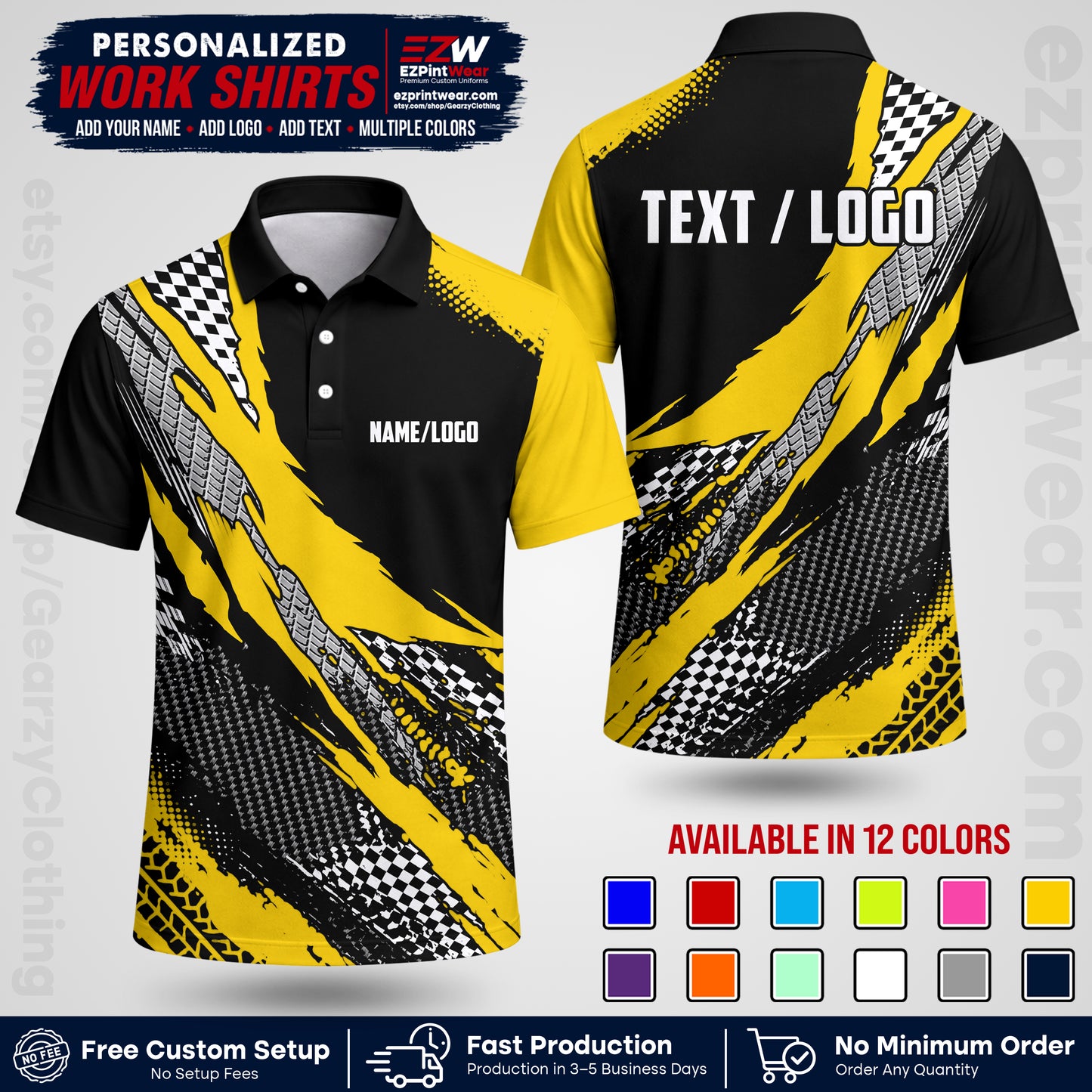 Custom Racing Shirt with Name, Logo & Text | Race Team Uniform | Crew Apparel RC05