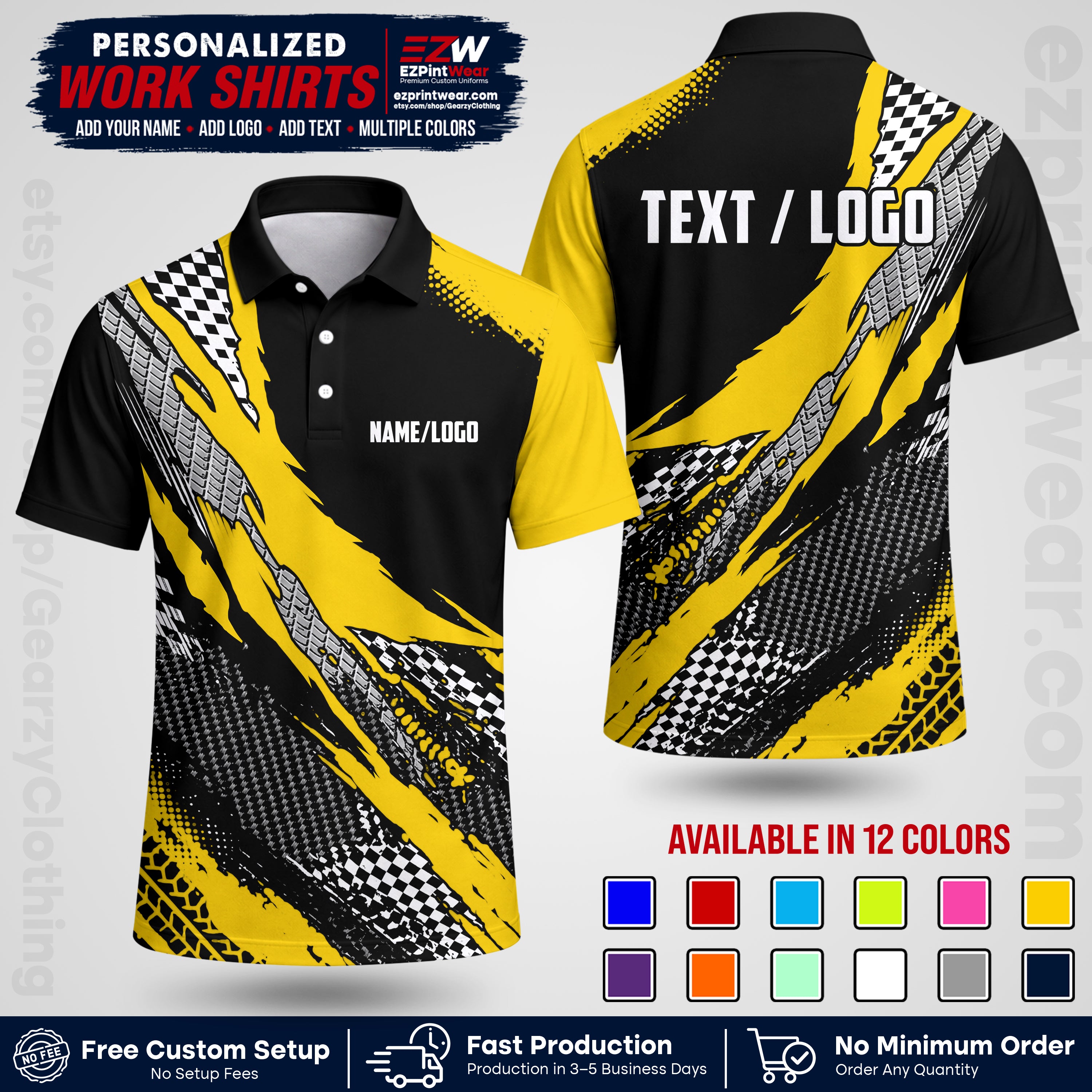Custom Racing Shirt with Name, Logo & Text | Race Team Uniform | Crew Apparel RC05